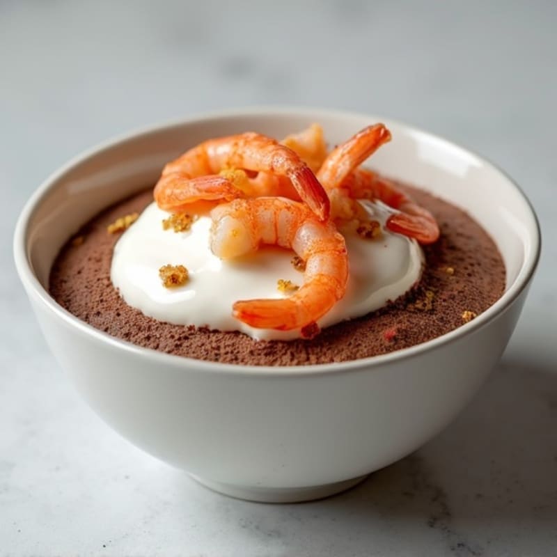 Protein Yogurt Bowl with Chocolate Whey and Chopped Shrimp