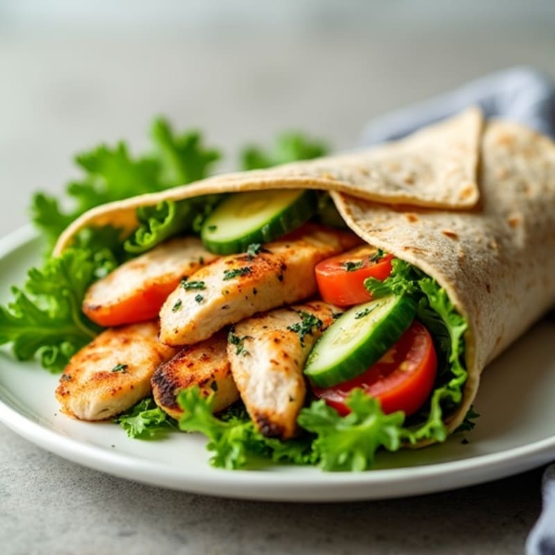 Herb-Marinated Grilled Chicken Wrap with Fresh Vegetables