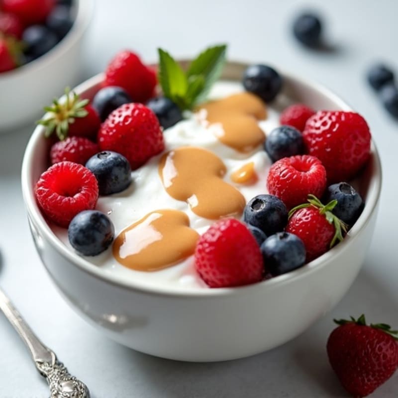Greek Yogurt Protein Bowl with Mixed Berries and Almond Butter