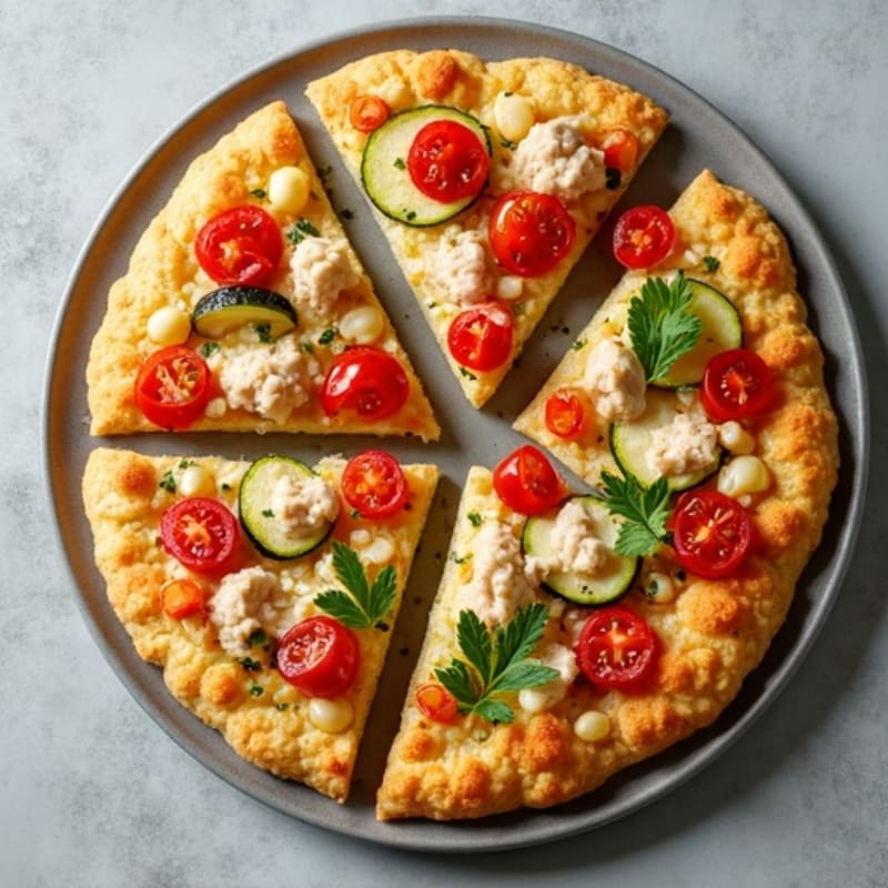 Crispy Cauliflower Crust Pizza with Chicken and Roasted Vegetables