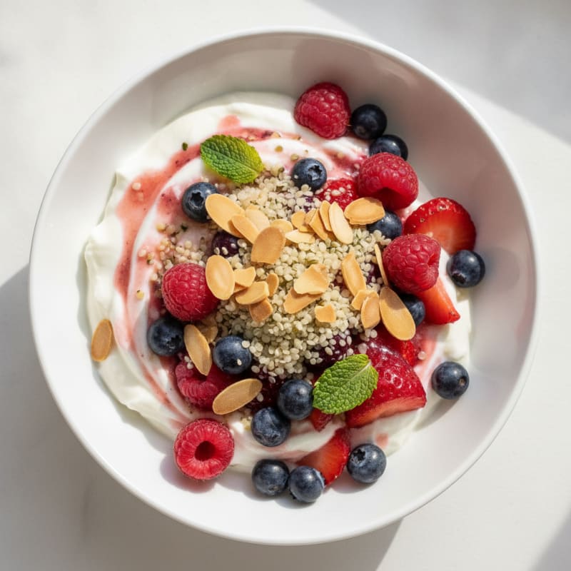 Greek Yogurt Protein Parfait with Mixed Berries
