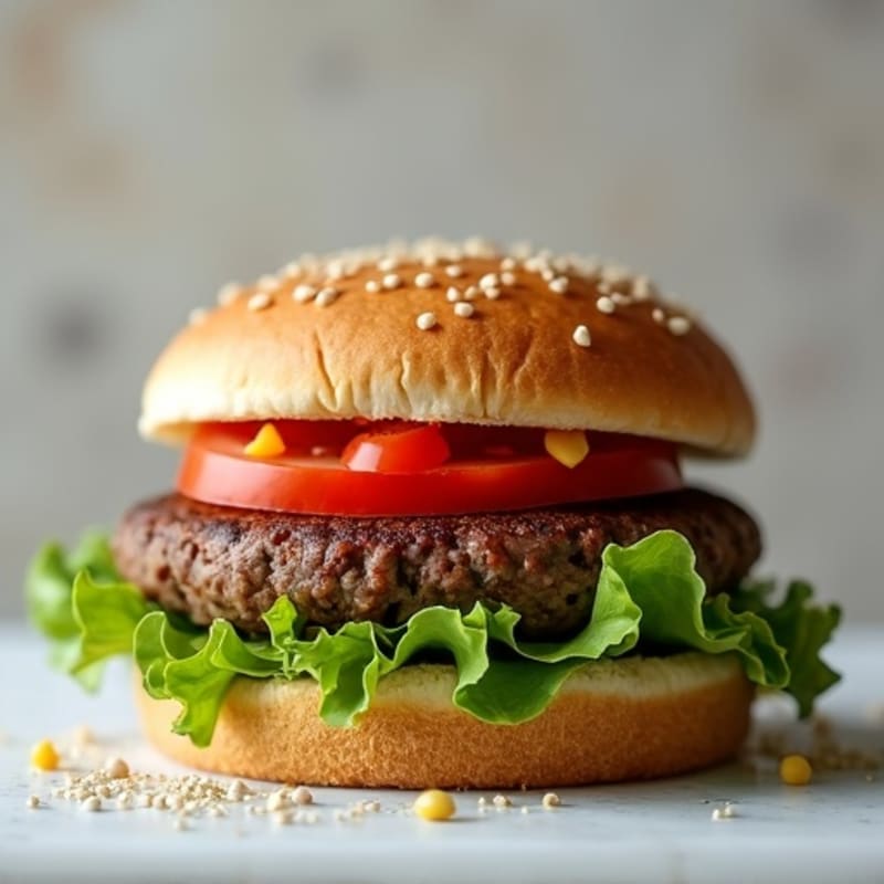 Lean Beef Burger with Fresh Greens and Tomato