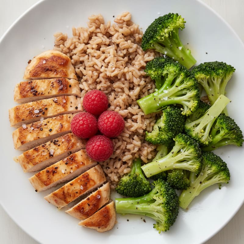 Seared Chicken Breast with Brown Rice and Steamed Broccoli