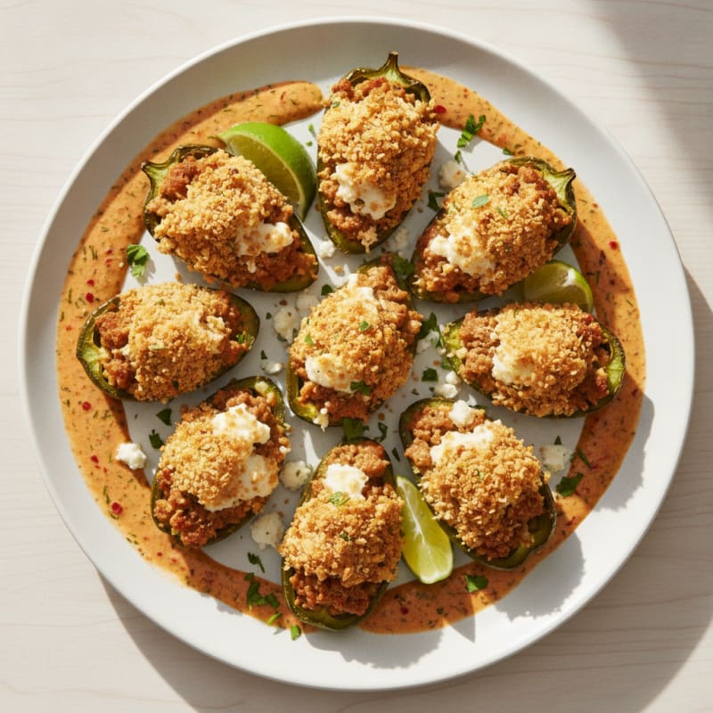 Spicy Turkey-Stuffed Jalapeño Poppers with Chipotle Ranch