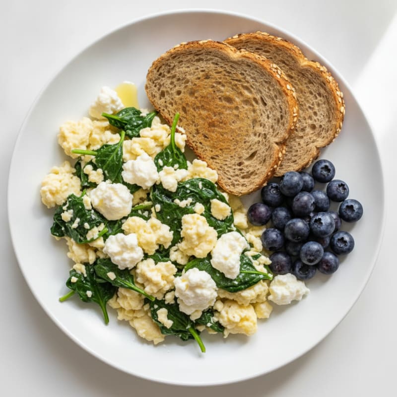 Egg White Scramble with Spinach and Cottage Cheese