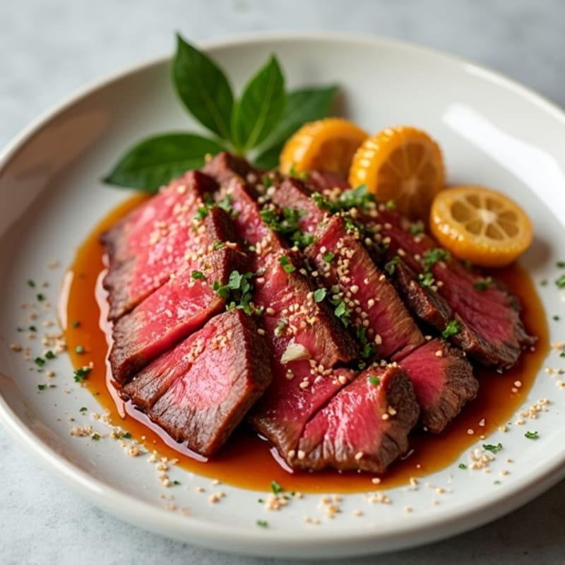 Thinly Sliced Beef with Sweet Garlic Ginger Marinade