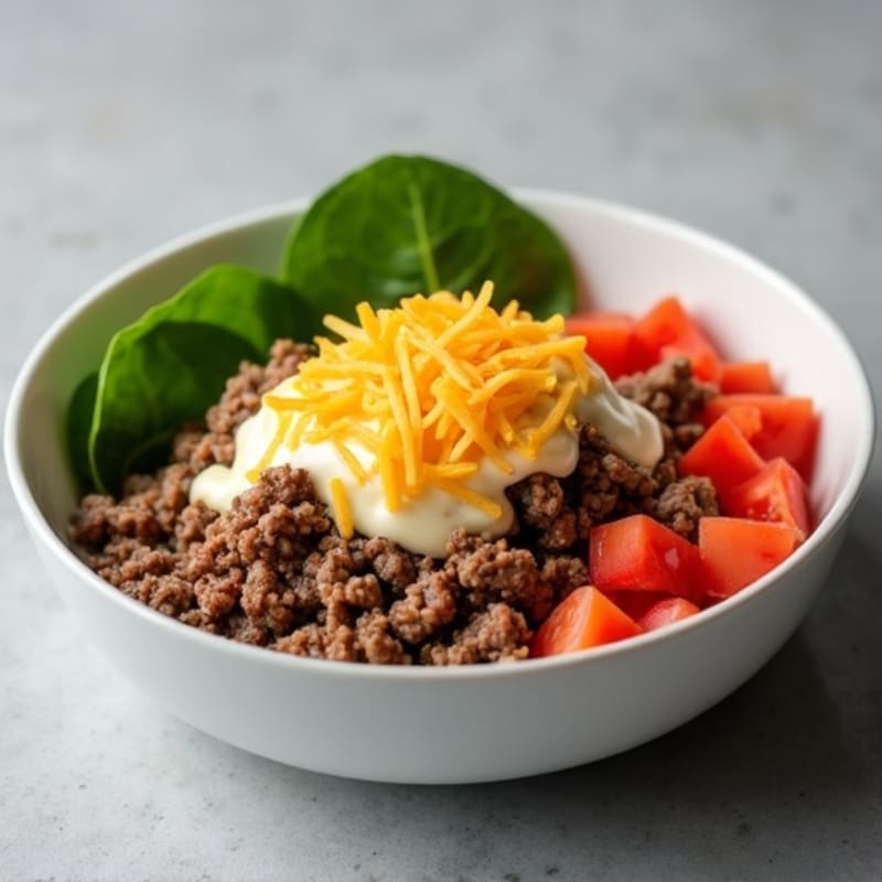 Seasoned Ground Beef and Cheese Bowl with Special Sauce