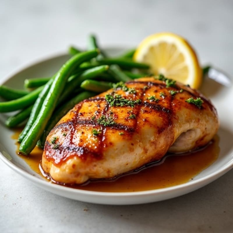 Sticky Date-Caramel Chicken with Roasted Green Beans