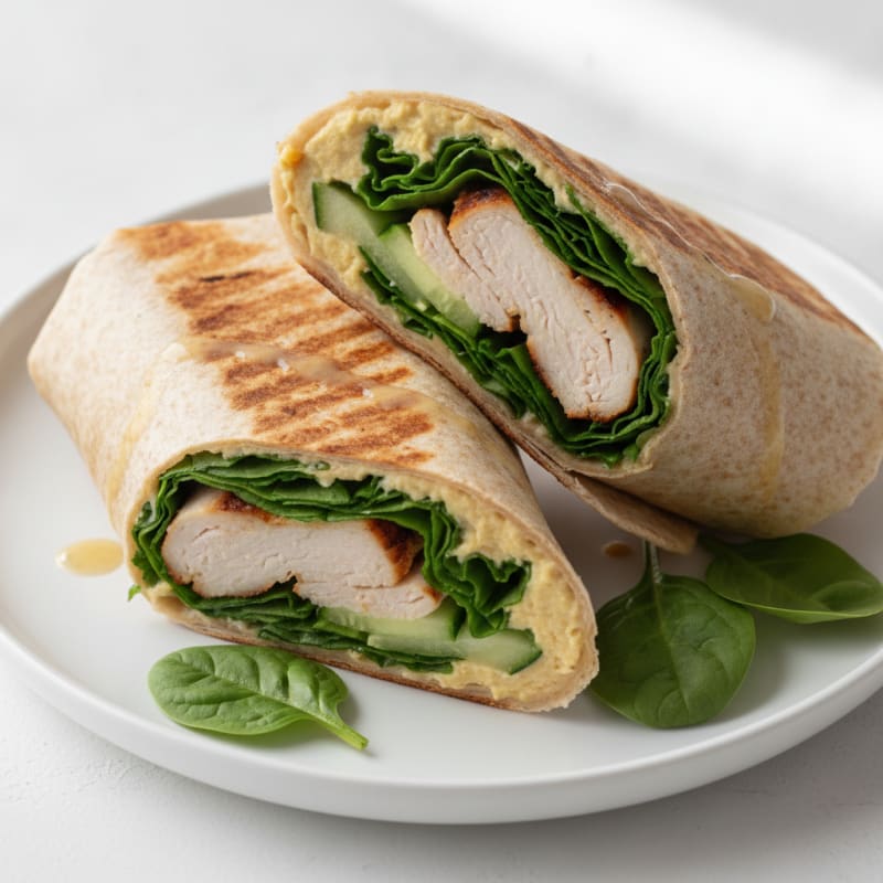 Grilled Turkey and Spinach Wrap with Hummus