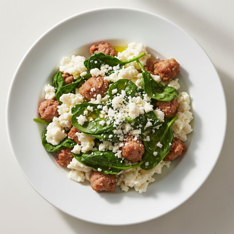 Egg White and Turkey Sausage Scramble with Spinach