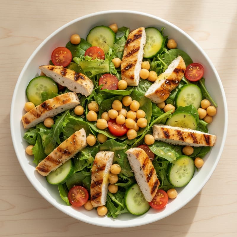 Grilled Chicken Breast Salad with Chickpeas and Lemon Vinaigrette
