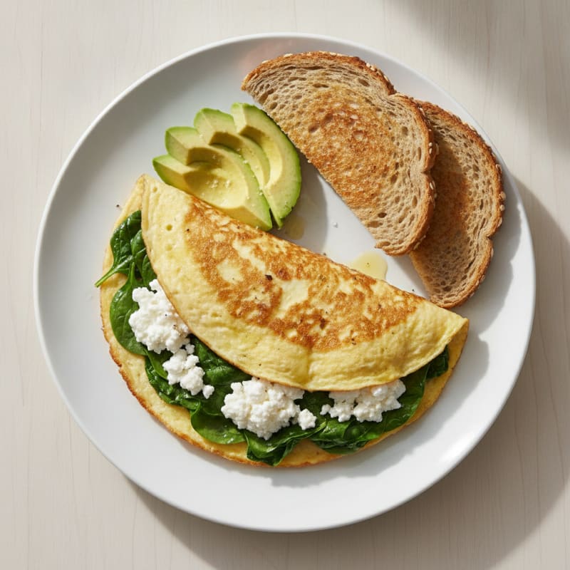 Egg White Spinach Omelet with Cottage Cheese