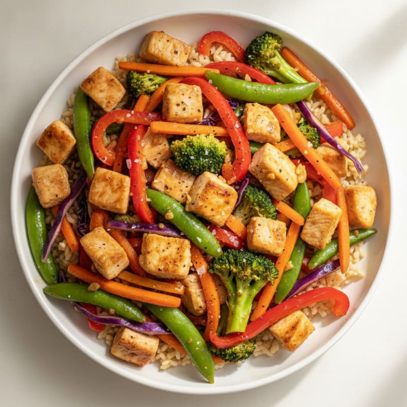 Rainbow Vegetable Stir-Fry with Ginger-Sesame Sauce