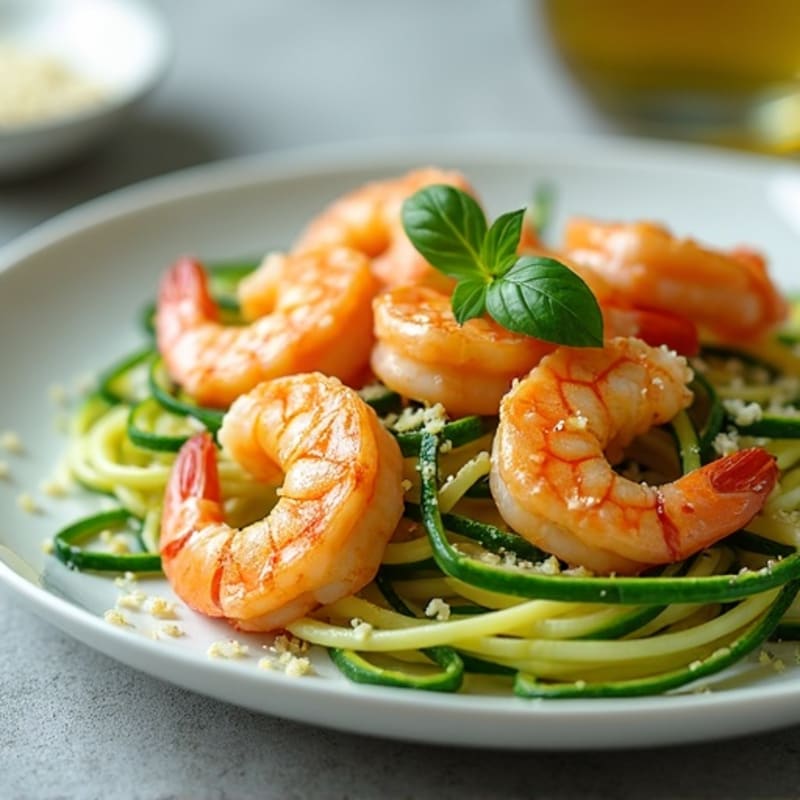 Garlic-Lemon Pan Seared Shrimp with Herb Zucchini Noodles