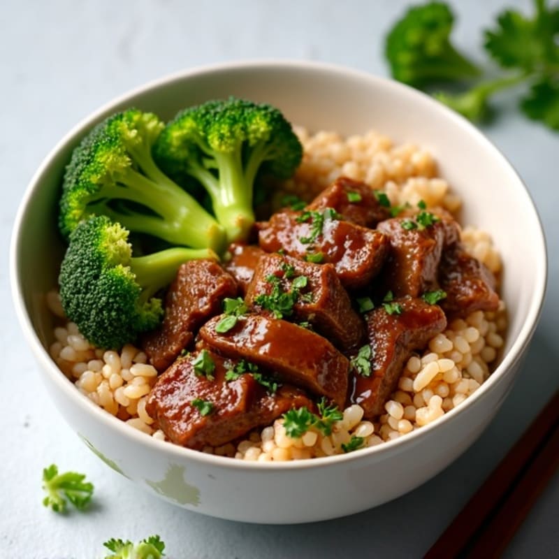 Garlic Ginger Beef and Broccoli Rice Bowl