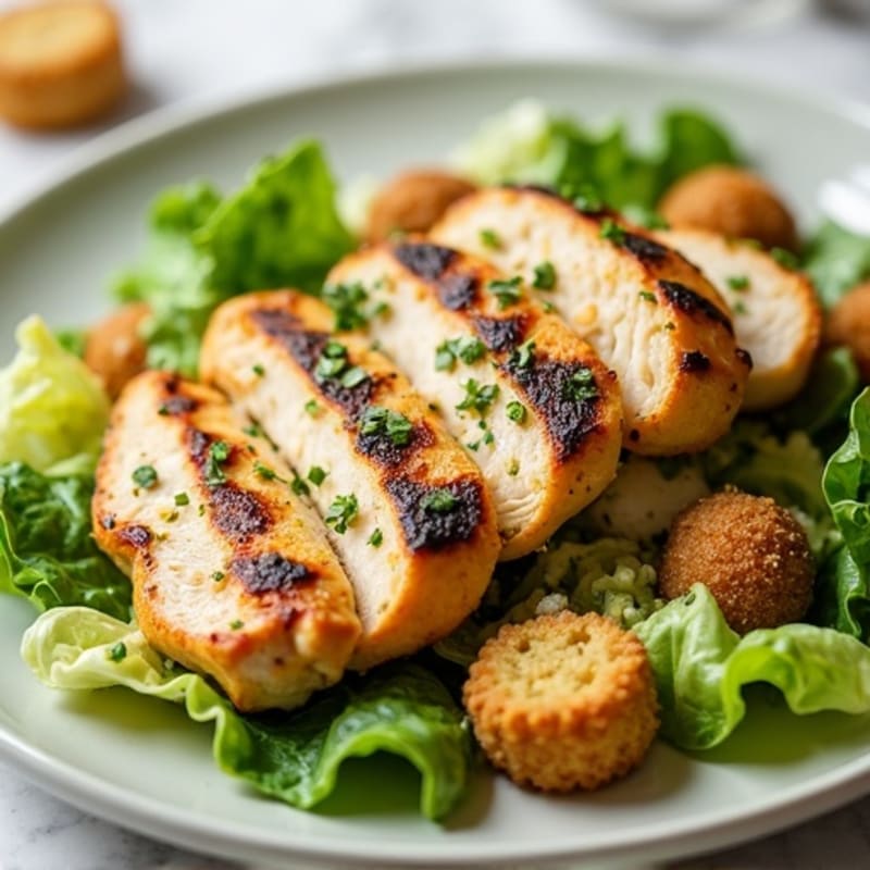 Grilled Chicken Caesar Salad with Crispy Romaine and Creamy Garlic Dressing