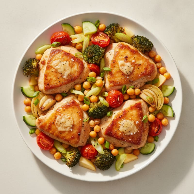 Lemon-Garlic Chicken Thighs with Roasted Vegetables