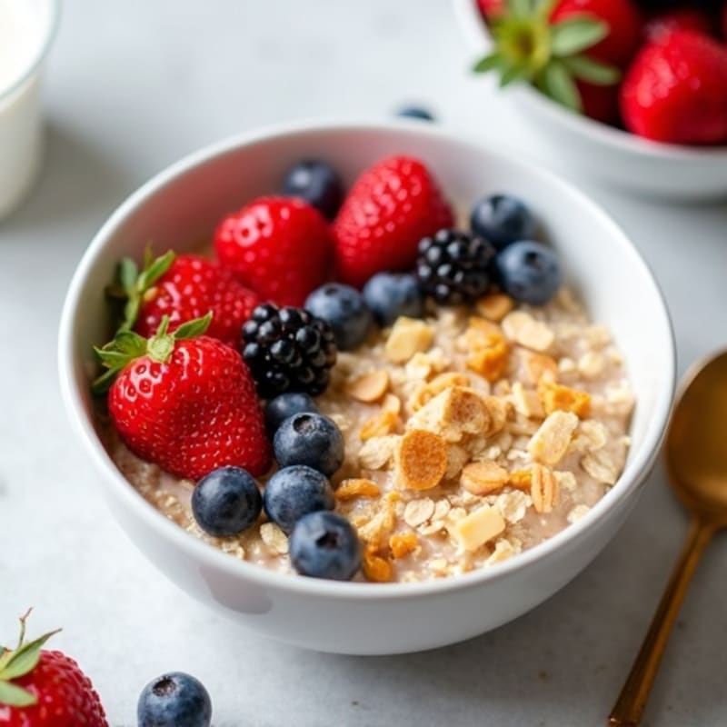 Creamy Almond Butter Protein Oats with Fresh Berries