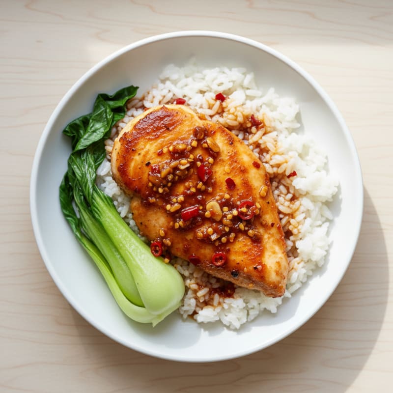 Crispy Chili-Garlic Chicken with Jasmine Rice
