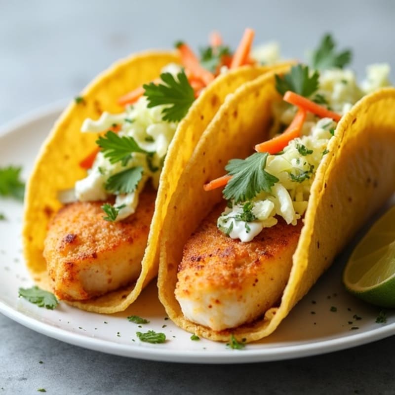 Crispy Baked Fish Tacos with Fresh Cabbage Slaw