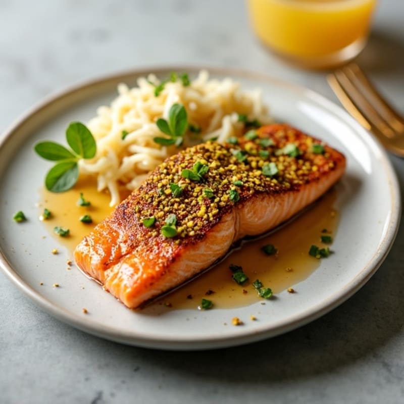 Crispy Pistachio-Crusted Salmon with Citrus-Ginger Glaze