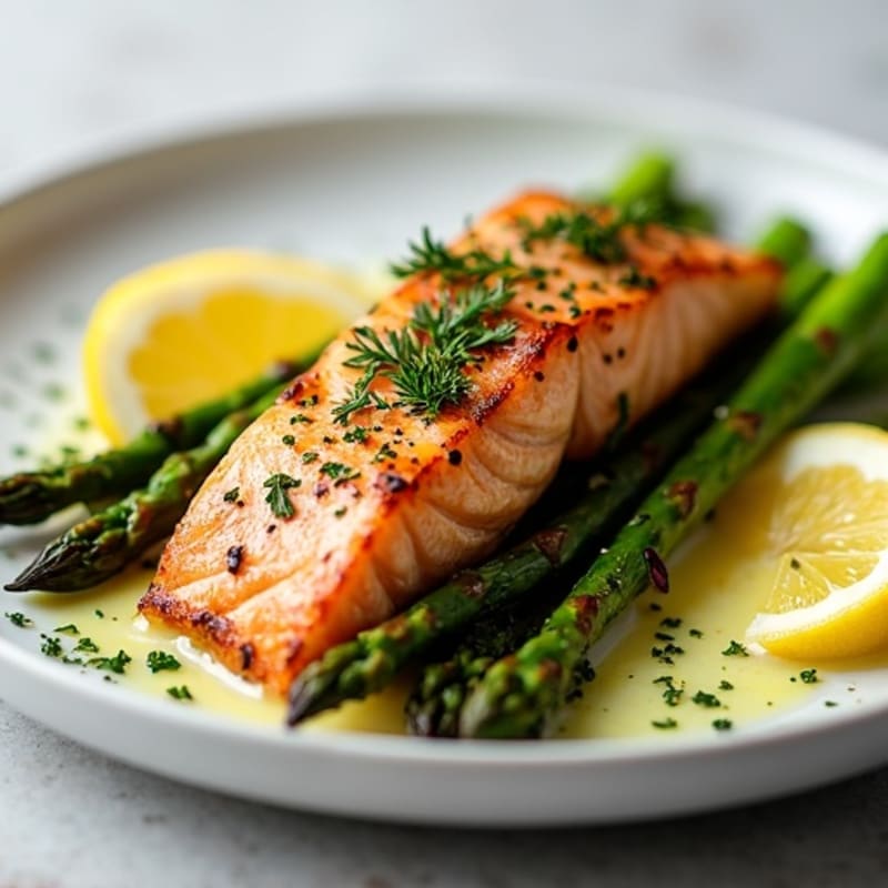 Lemon Herb Grilled Salmon with Crispy Roasted Asparagus