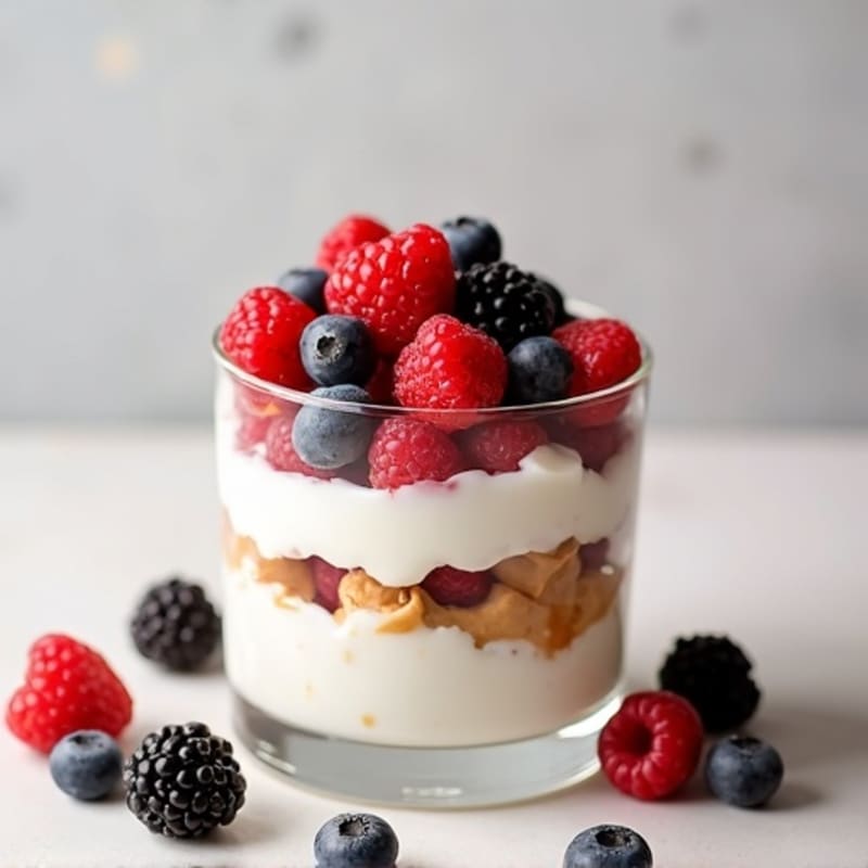 Greek Yogurt Parfait with Mixed Berries and Almond Butter