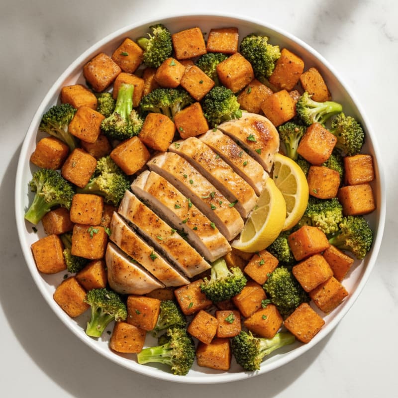 Lemon Herb Chicken with Roasted Sweet Potatoes