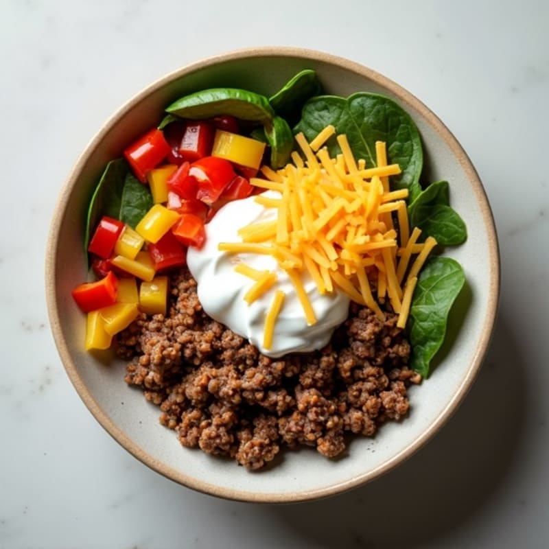 Seasoned Ground Beef and Cheese Bowl with Special Sauce