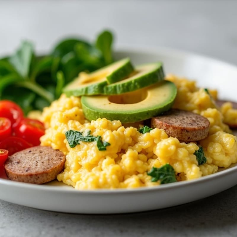 Egg White Scramble with Spinach and Turkey Sausage