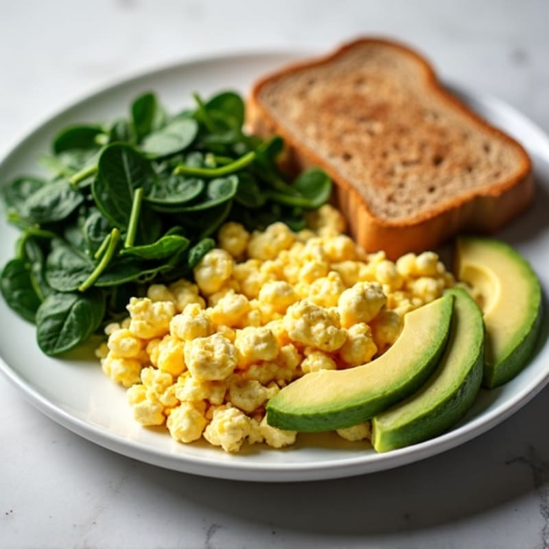 Egg White and Cottage Cheese Scramble with Sautéed Spinach