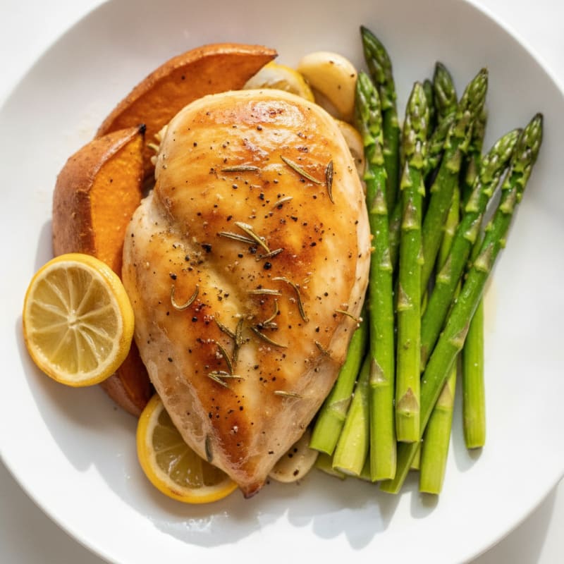 Lemon Herb Roasted Chicken with Asparagus
