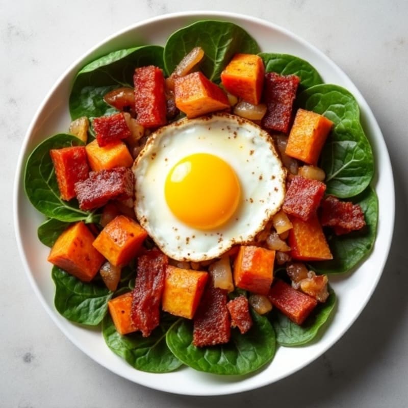Crispy Turkey Bacon and Roasted Vegetable Hash