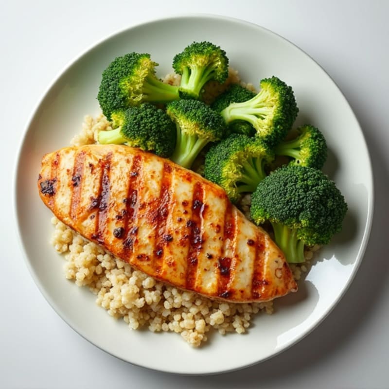 Grilled Chicken Breast with Quinoa and Steamed Broccoli