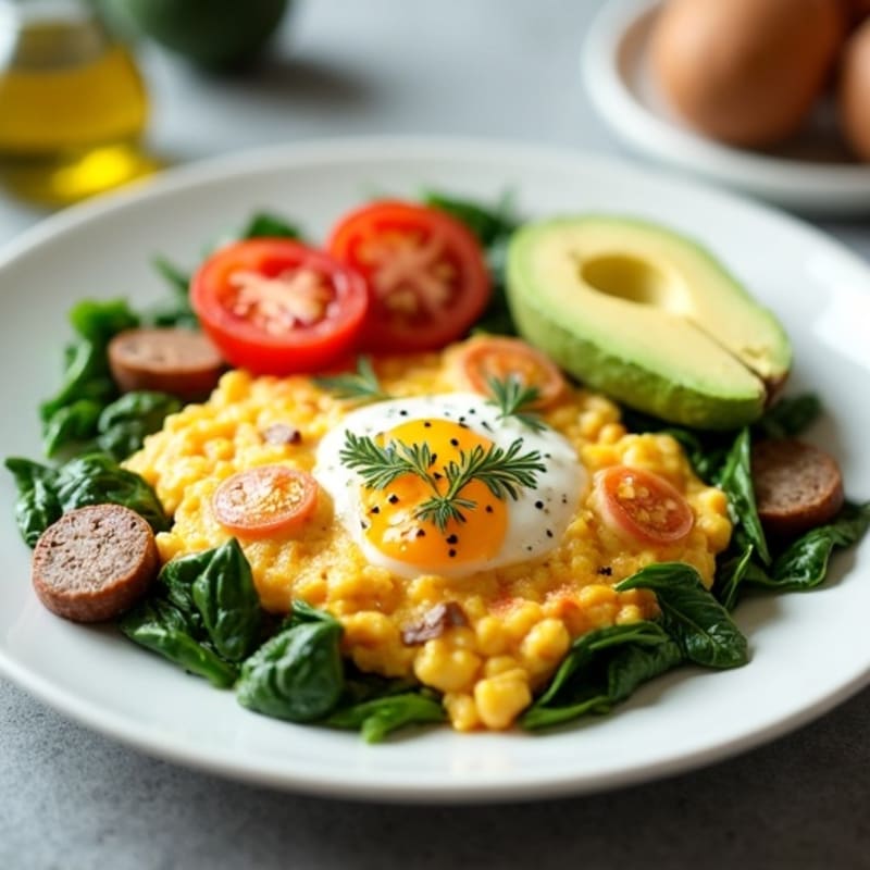 Egg White Scramble with Spinach and Turkey Sausage