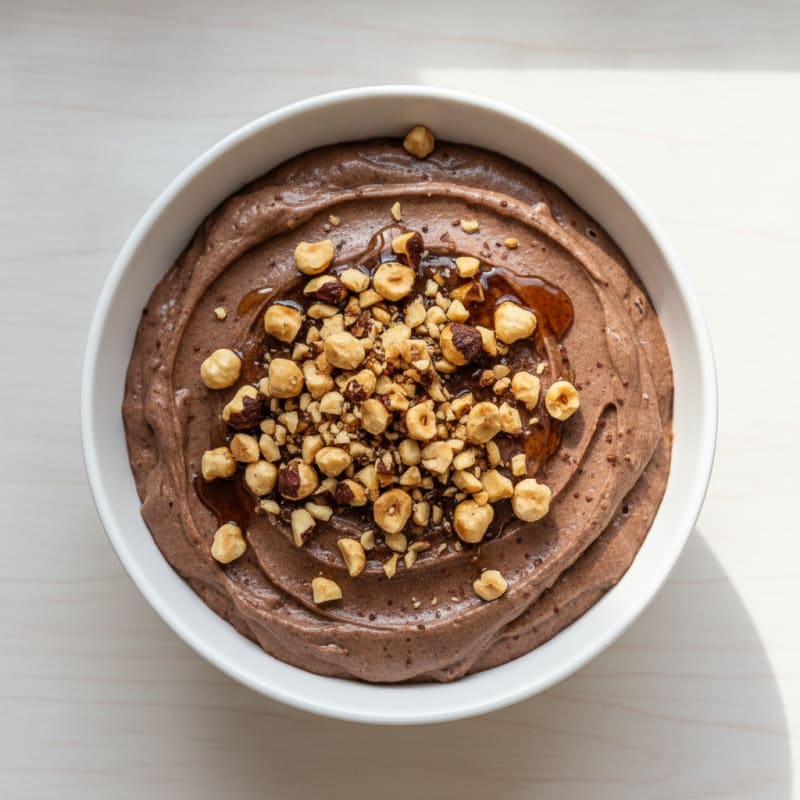 Silky Chocolate Protein Pudding with Toasted Hazelnuts