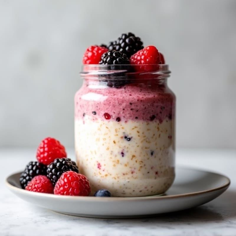 Vanilla-Berry Protein Overnight Oats