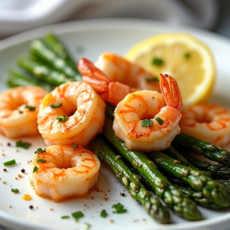 Pan-Seared Lemon Garlic Shrimp with Roasted Asparagus