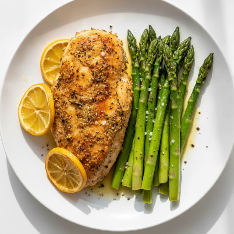 Lemon Herb Roasted Chicken with Asparagus