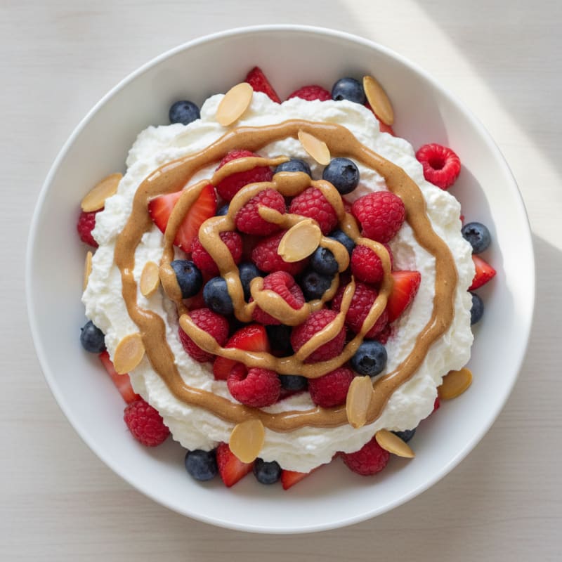 Greek Yogurt Protein Parfait with Mixed Berries and Almond Butter