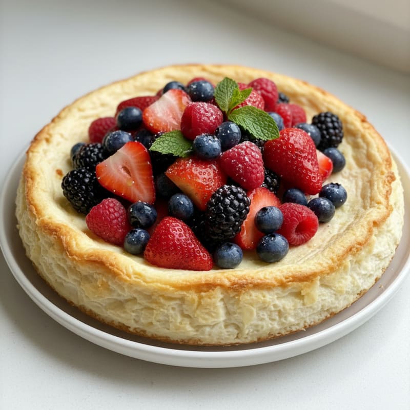 Greek Yogurt Protein Cheesecake with Mixed Berries