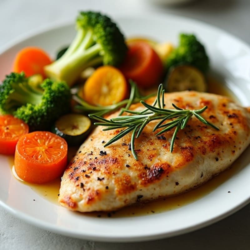 Herb-Crusted Pan Seared Chicken with Roasted Vegetables
