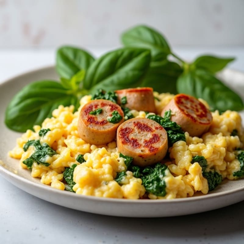 Egg White and Turkey Sausage Scramble with Spinach