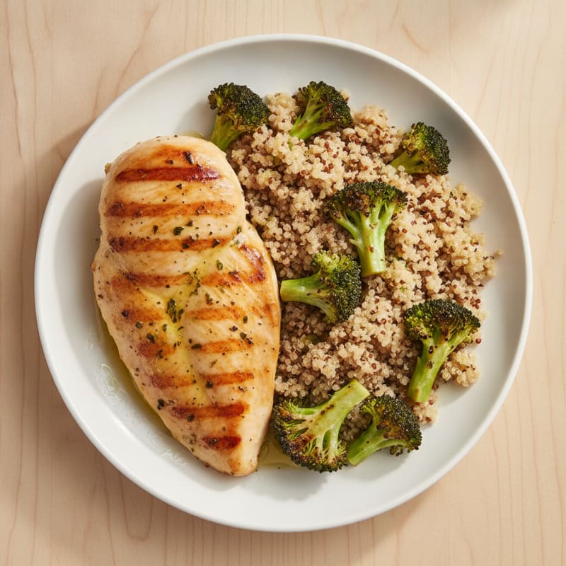 Grilled Chicken Breast with Roasted Broccoli and Quinoa