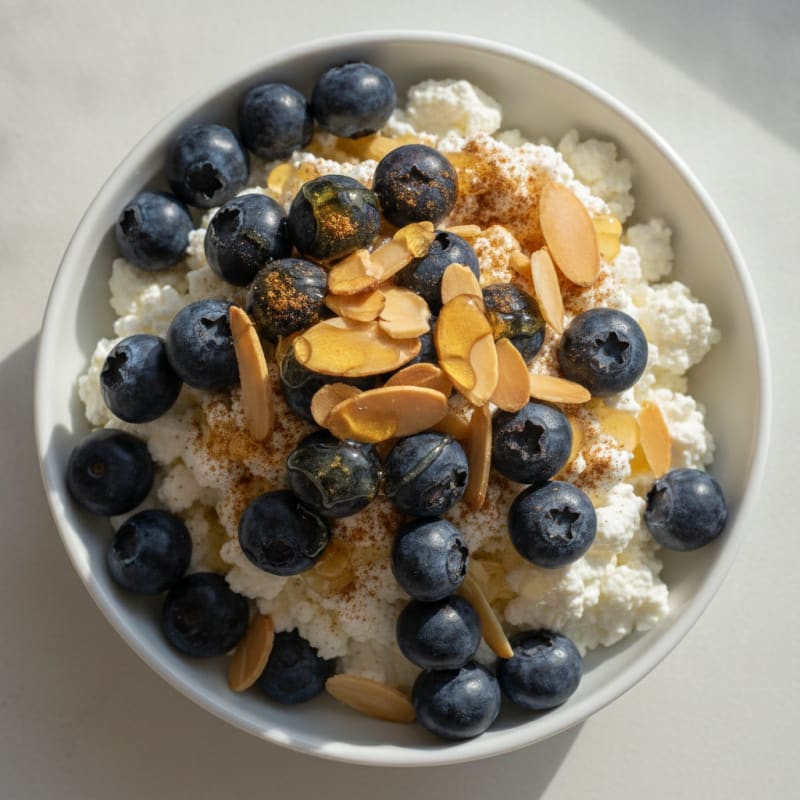 Cottage Cheese and Berry Protein Bowl with Almonds