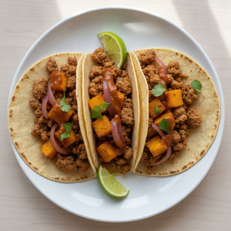 Roasted Ayote and Onion Tacos