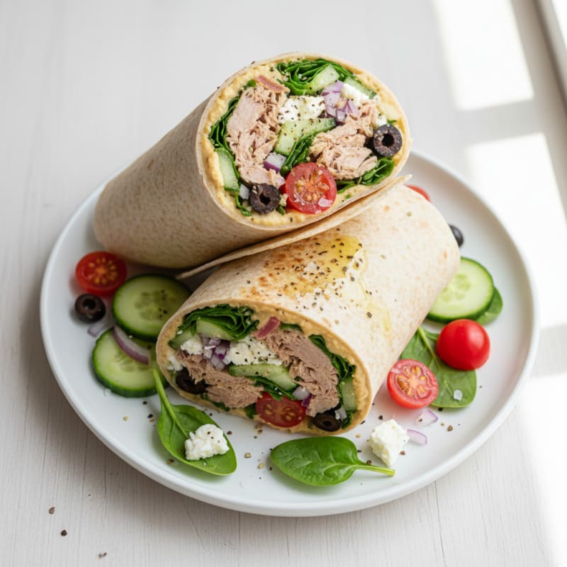 Mediterranean Tuna and Hummus Wrap