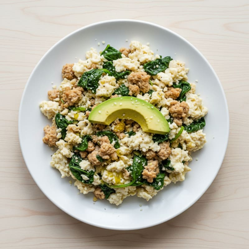 Egg White and Turkey Spinach Scramble