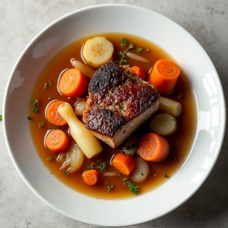 Tender Braised Pork Neck with Root Vegetables