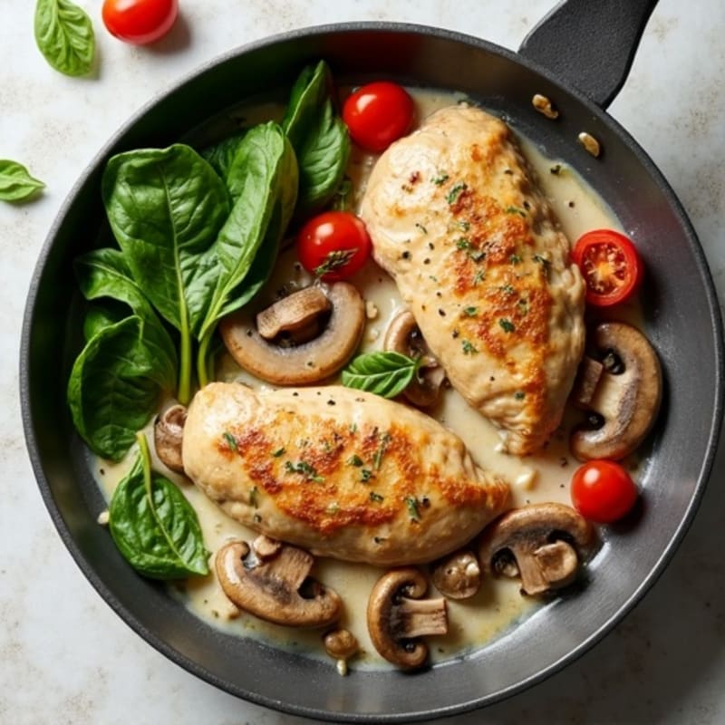 Creamy Garlic Mushroom Chicken Skillet